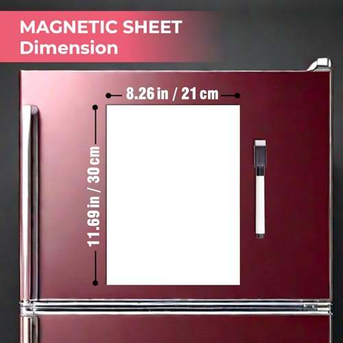 Image of Trueflair Magnetic Board Dry Erase Whiteboard for Fridge, 30 cm x 23 cm, with Black Marker, Waterproof Surface (A4)