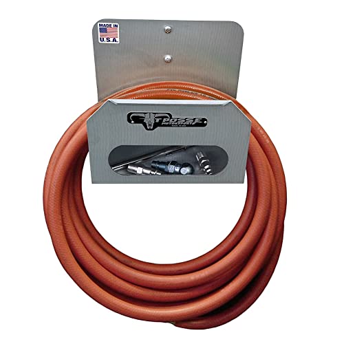 Pit Posse Pp3359B Air Hose Hanger And Air Tool Pneumatic Rack Holder Combo - Made In Usa - Aluminum Tool Organizer For Garage Trailer Workspace - Holds Up To 10 Air Tools (Silver) #TOP2