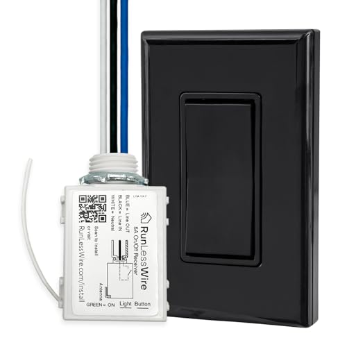 Image of RunLessWire Single Battery-Free Wireless Light Switch Kit - Black