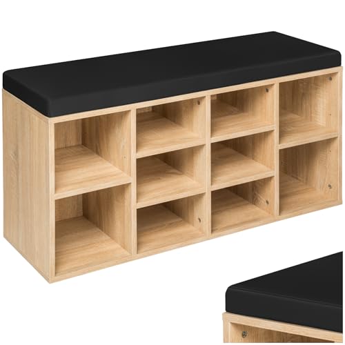 tectake® Scarpiera Ingresso, Portascarpe con Cuscino, Scarpiera Legno, Panca Scarpiera,