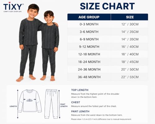 Image of TIXY Baby Thermal Wear Set Pack of 3 for Boys & Girls | Full Sleeve Cotton Rich Winter Innerwear Top & Bottom Set | Soft Warm Ribbed Thermals for Infants & Toddlers