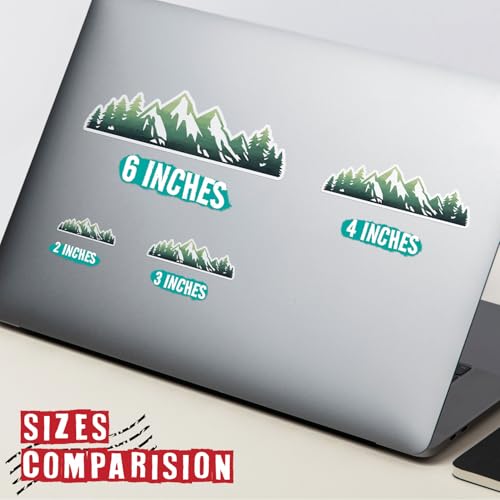 Image of Mountain Tree Forest (Set of 3) Waterproof Vinyl Die-Cut Sticker 2 inchx 0.7 inch for Laptop Water Bottle Tumbler Phone Case Car Skateboard Bumper Cute Retro Teens Adults Aesthetic Indoor Outdoor Kids Adults
