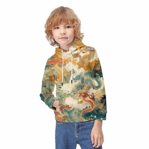 Sweat à capuche dragon 3D pour ado pull confortable manches longues