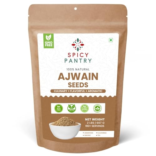 SPICY PANTRY Ajwain Seeds (Carom Seeds) 2 lbs – Natural Digestive Aid & Aromatic Spice – Use in Curries, Pickles, Bread & More – Indian, Middle Eastern & Pakistani Cooking
