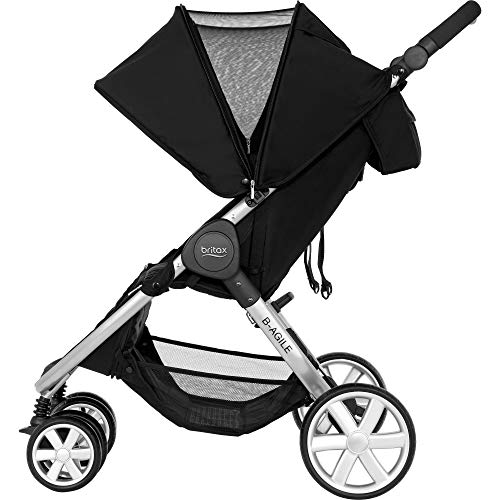 BRITAX RÖMER Buggy B-AGILE DOUBLE, Zwillingsbuggy klein zusammenklappbar und kompakt für zwei Kinder, von Geburt bis 4 Jahre, Cosmos Black