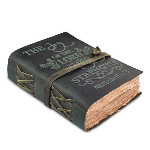 LEATHER VILLAGE Christian Leather Journal Joy Verse, Turquoise 7x5