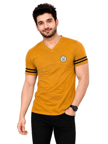 Image of Geum Men's Solid Half Sleeve V-Neck T-Shirt | Soft & Breathable Fabric | Regular Fit | Casual Everyday T-Shirt