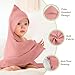 infancie 100% Organic Cotton Muslin Baby Hooded Towels 32x32 Inch – 2 Pack Soft & Absorbent Baby Towels for Newborn for Boys & Girls, Premium Hooded Towels, Ultra-Gentle Baby Essentials in Rose/Peach