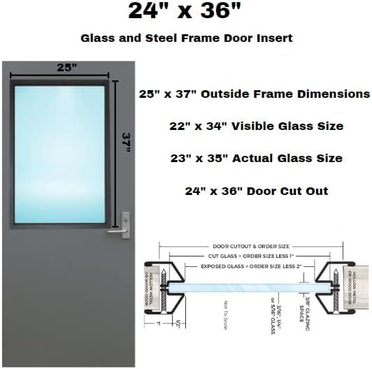 Steel Frame ONLY (Glass NOT Included) for a Commercial Door (24 x 36, Grey)