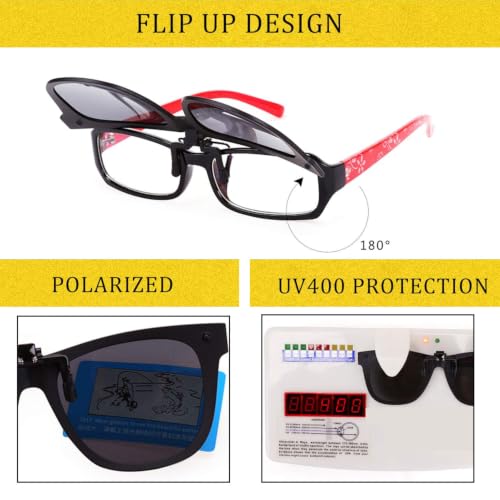 Image of Polarized Clip-on Sunglasses Over Prescription Glasses Anti-Glare UV Protection Flip-up Sun Glasses