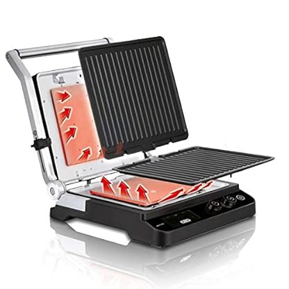 MPM MGR-11M Elektro, Kontaktgrill, Höhenverstellbar, 180° Öffnung, Abnehmbare Antihaft-Grillplatten, Unabhängige… – Bild 6