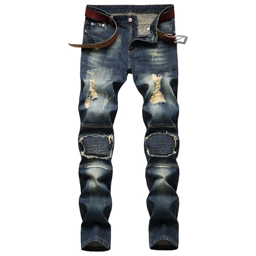 Jean déchiré homme coupe droite ajustée décontracté en denim durable