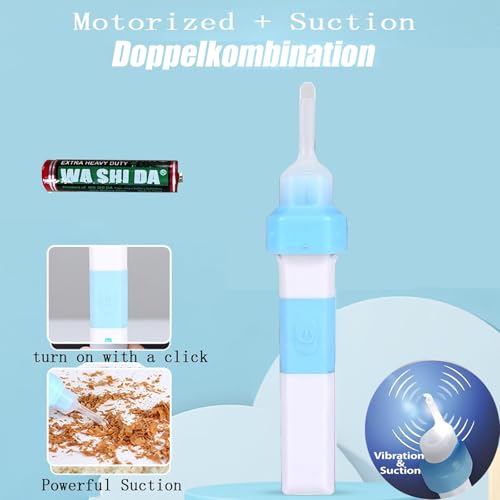 Ohrenschmalz Entferner- Elektrisch Ohrenreiniger, Sicheres Und Weiches Ear Cleaner, Mit 2 Waschbaren Ersatzköpfen Und Batterie, Geeignet Für Kinder Und Erwachsene Ohr Reinigung (A)