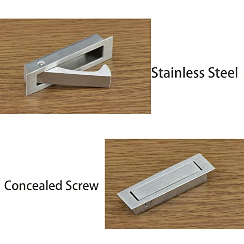 Mango para puerta corrediza Dontay 5 unidades, acero inoxidable 304 profesional, acabado satinado, montaje empotrado para puerta corrediza de bolsillo miniatura 2