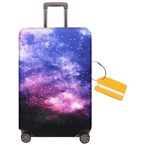 OrgaWise Luggage Covers Travel Luggage Cover Spandex Travel Luggage Cover Suitcase Protector Fits 22''-28'' Inch Luggage case +luggage tag (Starry Sky, L) Cover