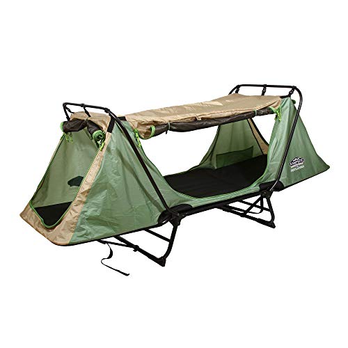 Kamp-Rite Original Tent Cot Outdoor Folding Personal Individual Camping and Hiking Bed for 1 Person, Green and Tan - Thumbnail 3