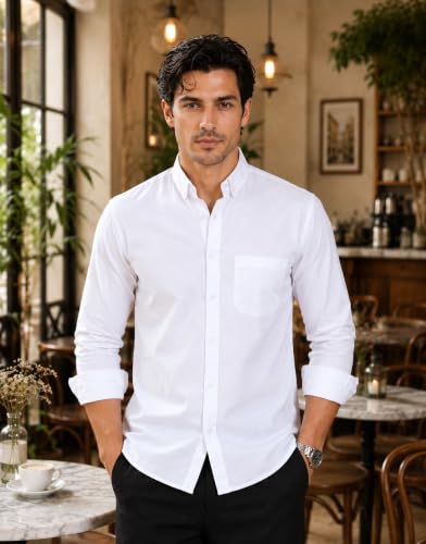 Image of Majestic Man Men's Solid Pure Cotton Casual Shirt - Slim Fit | Full Sleeves | Soft & Breathable Fabric