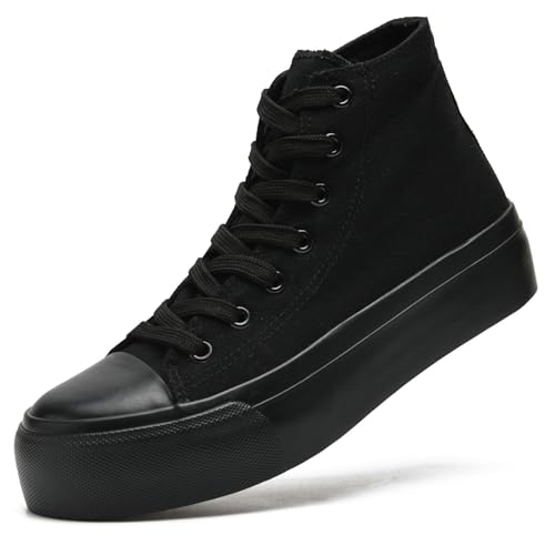 Womens Platform Canvas Sneakers Mens High Top Classic Canvas Shoes Unisex Casual Tennis Comfortable Fashion Sneakers Lace-Up