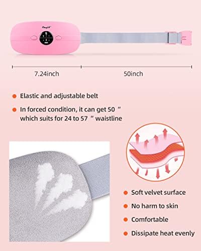 CkeyiN Menstrual Heating Pad, Portable Electric Waist Belt with 3 Heat Levels and 3 Vibration Massage Modes Fast Heating Wrap Belt for Cramps Back Pain Relief Women and Girl
