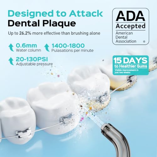 COSLUS ADA Accepted C51 Water Dental Flosser, 3 Modes 6 Pressure, White | Water Teeth Pick for Orthodontic, Braces, Sensitive Gums, Multiple Users, Compact for Travel Built-in Nozzle Storage - image 4