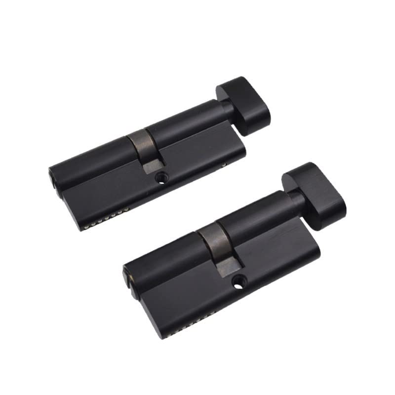Cilindro, 1 pezzo di serratura a cilindro nera in ottone for bagno e toilette, a sicurezza, maniglia in personalizzata senza chiave(80mm)