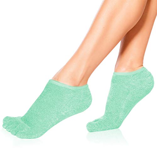Soft Moisturizing Gel Socks,Moisturizing Socks,Gel Spa Socks,5 Toe Socks For Repairing and Softening Dry Cracked Foot Skins, Gel Lining Infused with Essential Oils and Vitamins,for Men & Women.(Green)