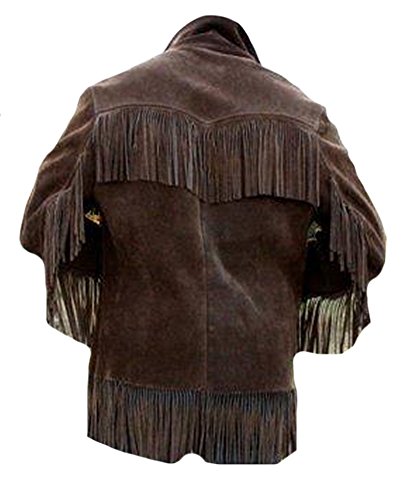 Classyak Men's Western Cowboy Suede Jacket Suede Brown2