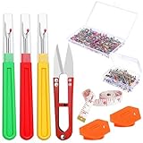 IETWATE Nahttrenner Nähzubehör für Nähmaschine Kit: Nahtauftrenner mit Schutzkappe, 9 Stück Auftrenner für Nähte mit 2 Magnetische Nahtführung, Nähmaschinen Zubehör mit Positioniernadeln