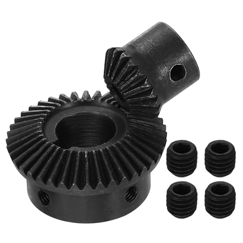 Image of uxcell 2Pcs Tapered Bevel Gears Set, 1 Mod 1:2 (20T /40T) Harden Steel Straight Bevel Gear, 90 Degree Steering Motor Gears, (6mm /15mm Shaft Hole with Keyway)