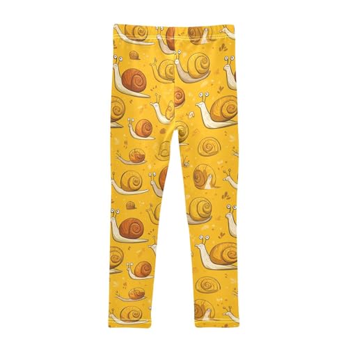 Cute Orange Yellow Snail Girls Leggings Kids Yoga Pants Dance Active Tights 4T2