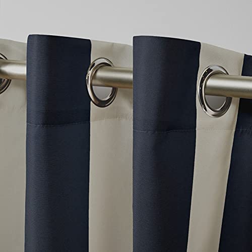 Exclusive Home Curtains Panel Pair, Fabric, Navy/Sand, 54x108, Navy / Sand, W 54" x L 108" (2 Panels) - Image 3