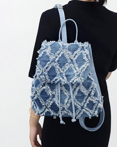 Lobagve Denim Backpack Lightweight Jeans Shoulder Bag Casual Daypack2