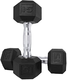 CAP Barbell SDPP-030 Color Coated Hex Dumbbell, Black, 15 pound, Pair