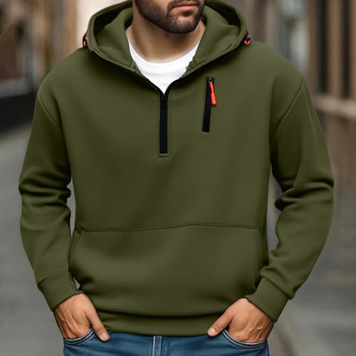 Tactical Hoodies for Men 1/4 Zip Pullover Casual Fleece Lined Hooded Sweashirts Fall Winter Warm Hoodie with Pockets2