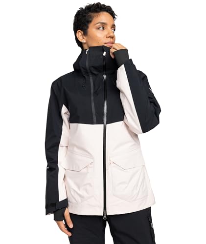 Roxy Women's Purelines GORE-TEX Stretch Ski Jacket – 20K Waterproof 2 layer Shell, Cohaesive Hood System, Pink Salt, X-Large