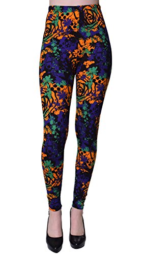 VIV Collection One Size Print Fashion Leggings, Bengal Splash