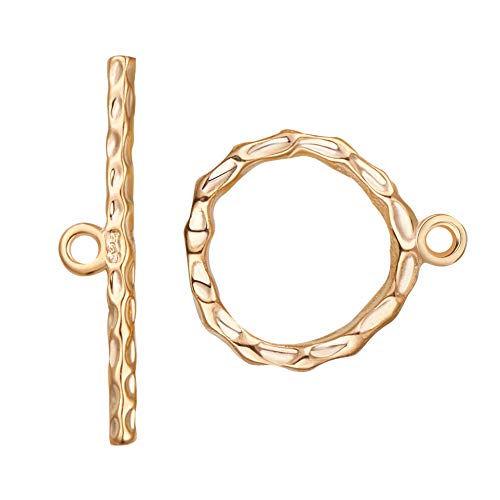 BENECREAT 10 Sets 18K Gold Plated Toggle Clasp Connectors for Necklace Bracelet Jewelry Making - Twist Round aboout 18x15mm