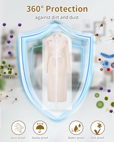 OTraki Kleidersack Lang 3 Stück, 60x180cm Kleidersäcke mit Reißverschluss, Kleidersack Anzug Schutzhülle PEVA Transparent Wasserdichter für Männer Frauen Kleiderhülle für Kleider Mäntel Abendkleider