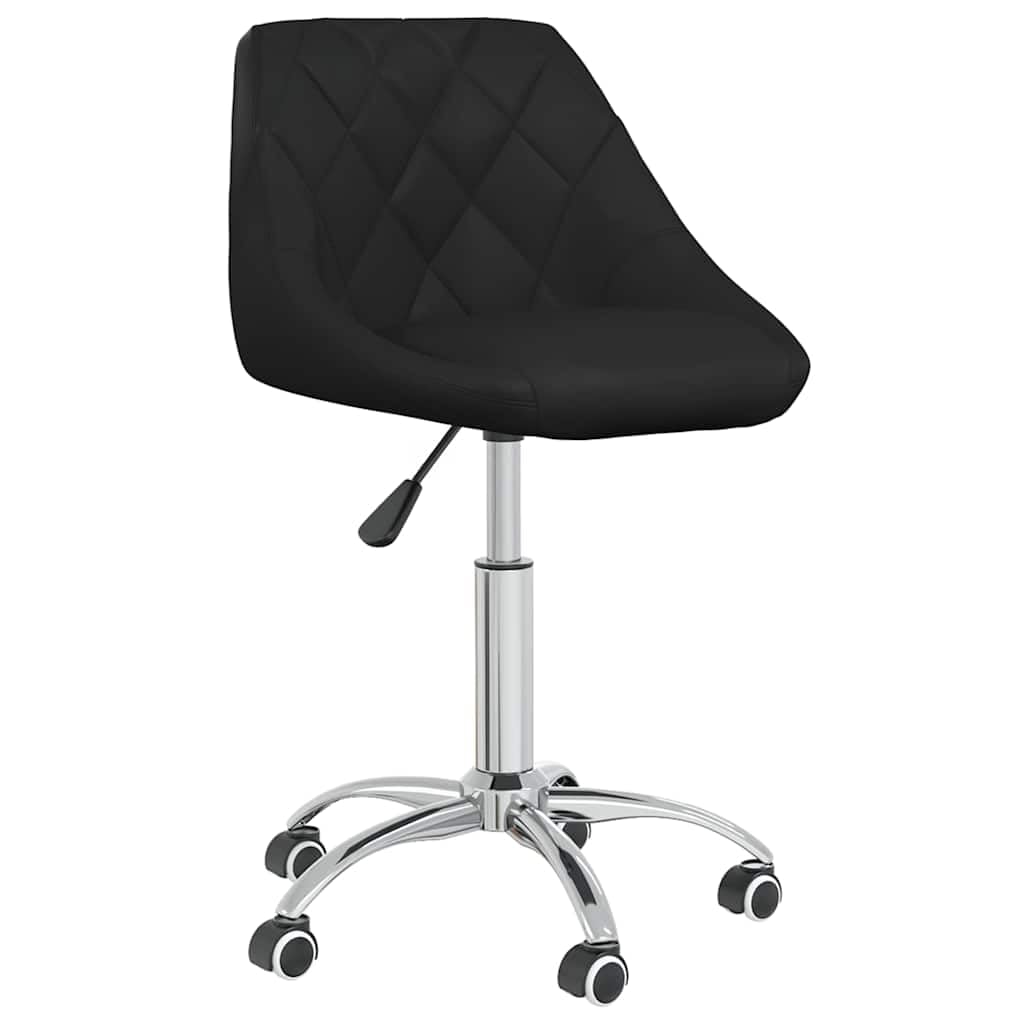 Chaise de bureau pivotante en similicuir noir avec acier chromé, hauteur
