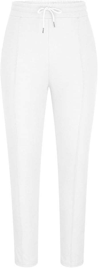 Work Pants for Men 2023 Casual Flat Front Drawstring Elastic Waist Straight Legs Solid Waffle Office Trousers