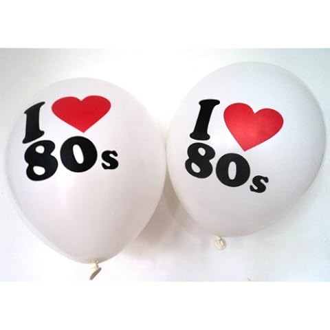 80s Party Decorations Balloons Pack of Ten I love 80s Balloons 12" Suitable for Air or Helium Cover