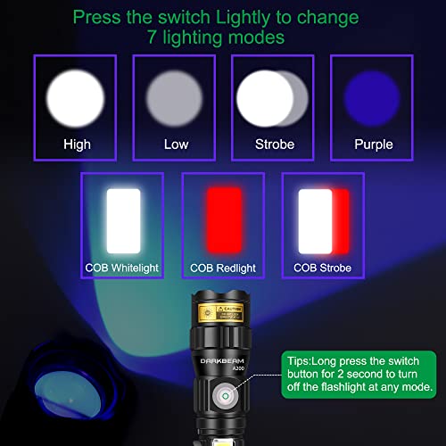 Darkbeam A200 Uv 365Nm Flashlights Usb Magnetic Rechargeable Led 3 In 1 Blacklight, Ultraviolet Wood's Lamp, Anti-Counterfeit/Fluorescer Detection, Detector For Pet Urine, Black Lights 365 Nm, 2 Pack #TOP2