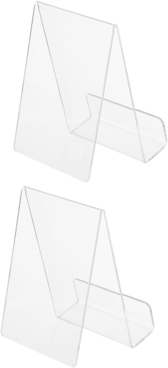 Amosfun 2 Pcs Book Display Stand Book Support Picture Holder Rack Showing Stand for Book Desktop Bookend Tabletop Easel Tabletop Bookshelf Display Shelf Bookstore Tabletop Bookend Acrylic