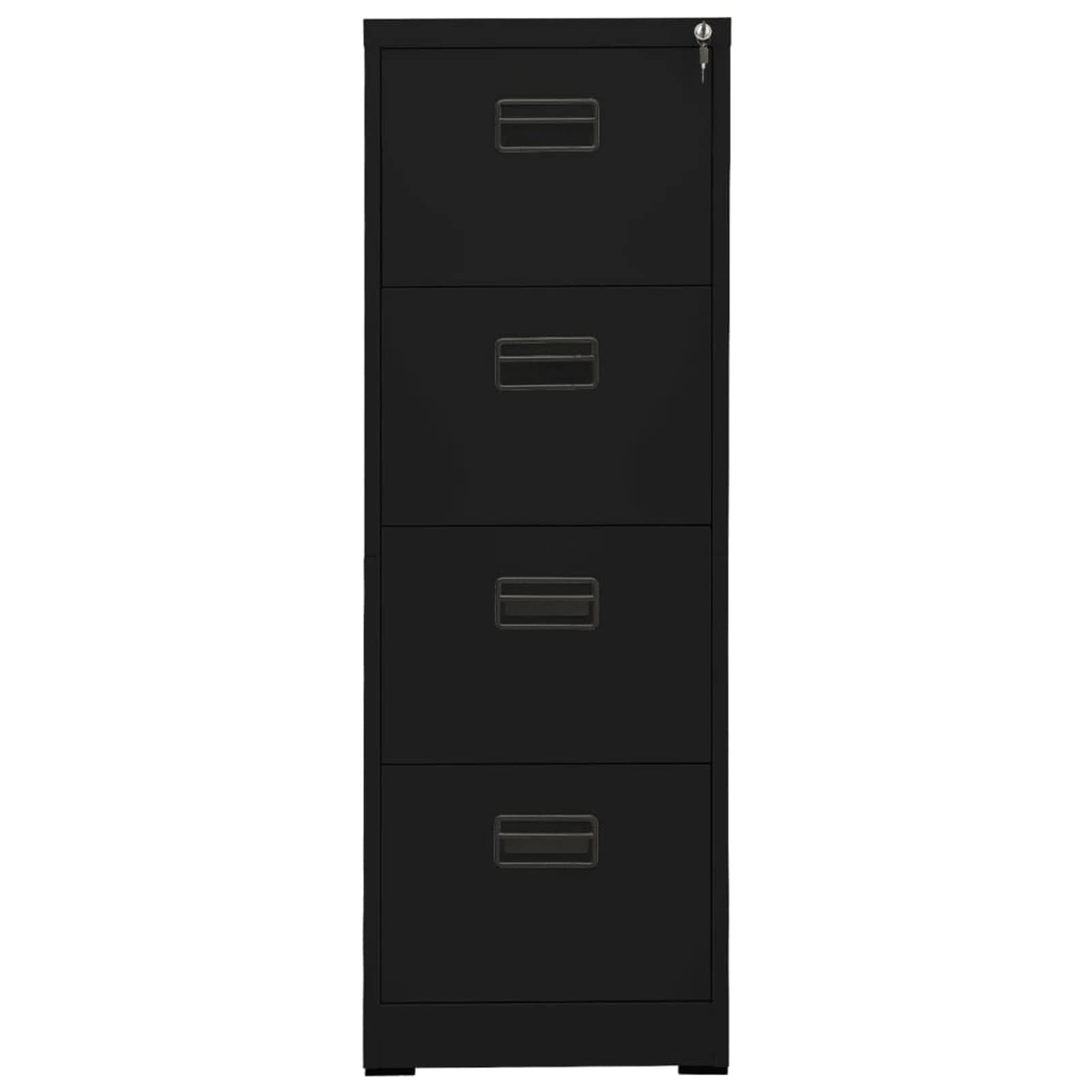 Schedario Nero 46x62x133 cm in Acciaio,Cassettiera,Mobiletto da Ufficio con Serratura,Regolabile per Cartelle Sospese,Superficie Testurizzata,per Ufficio,Studio