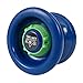YoyoFactory Adjustable Velocity High-Performance YoYo Black with Blue Dial - Adjusts for Beginners and Pro - Stainless Steel Bearing - Includes Spare String and Guide - Ages 13+ (Blue with Green Dial)