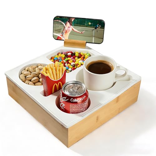 VINATO Plateau avec Porte-Gobelets et Porte-Télécommande, Multifonction pour Canapé & Voiture, Support d'Organisation en Silicone