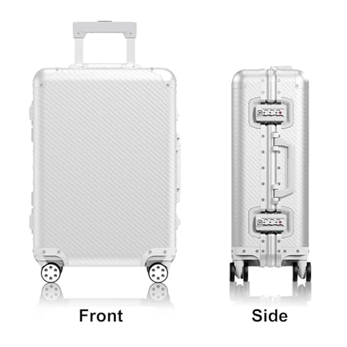 20 Inch Full Aluminum Body Luggage, All Aluminum Suitcase, 22x4x9 Inch Aluminium Luggage Carry On Weaving Texture Surface Hard Shell Body Large Suitcase with TSA Locks (Silver, 20 inch2