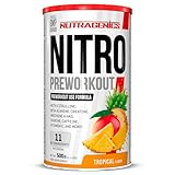 Nutragenics Nitro Preworkout - 500 g - pre entrenos potentes - Pre workout gym con Arginina, Beta Alanina, Citrulina, Creatina, Taurina, Cafeina - Preentreno gimnasio Prework Gym (Tropical)