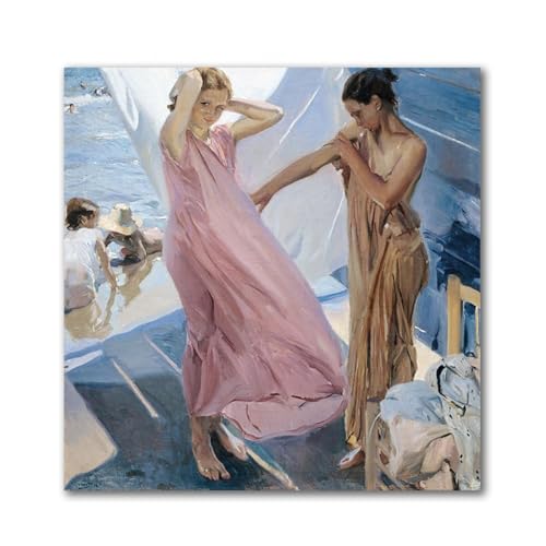 Art mural célèbre Sorolla Après le bain toile post-impressionnisme décoration salon 70x70 cm