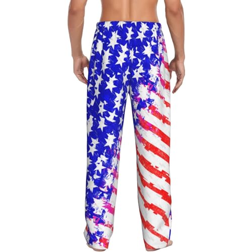 Canada flag art Men's fully printed casual pants with elastic waistband pockets, suitable for home and sleep3